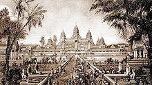 Desenho de Angkor Wat, Camboja, por Louis Delaporte (1880)