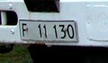 Faroe Islands as before 1996, with the single letter F on all plates, distinguishing them from Danish plates.