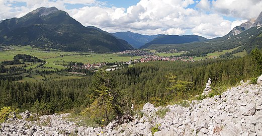 Mountain Daniel and village Ehrwald