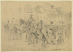 Genl. Geo. B. McClellan passing through Frederick City Myd. at the head of the Army of the Potomac. Pursuit of Genl. Lee - EF. LCCN2004661908.jpg