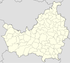 Mapa konturowa okręgu Kluż, blisko centrum na dole znajduje się punkt z opisem „Cluj Arena”