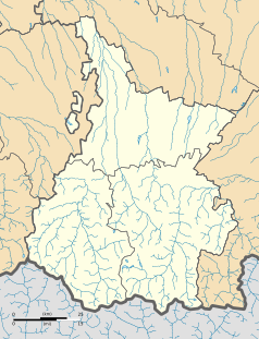 Mapa konturowa Pirenejów Wysokich, po prawej znajduje się punkt z opisem „Gazave”