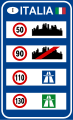 General speed limit (installed at national borders) (formerly used )