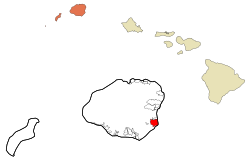 Letak Lihue di Wilayah Kauai dan Negara Bagian Hawaii.