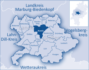 Poziția comună Buseck pe harta districtului Gießen