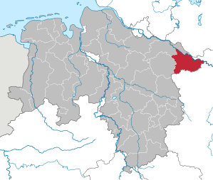 Lage des Landkreis Lüchow-Dannenberg in Niedersachsen (anklickbare Karte)