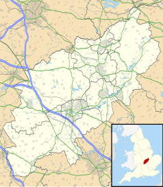 Mapa konturowa Northamptonshire, na dole znajduje się punkt z opisem „Grafton Regis”