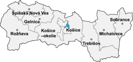 Poloha okresu Košice III v Košickom kraji (klikacia mapa)