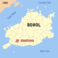 Map of Bohol with Sikatuna highlighted