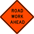 Image 18An orange diamond sign for upcoming roadworks. The worded legend shown here is banned by the 1968 Vienna Convention on Road Signs and Signals, but is allowed in the 2009 Manual on Uniform Traffic Control Devices. (from Roadworks)