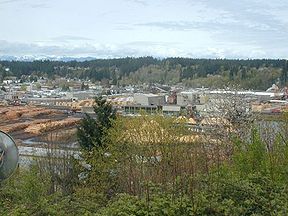 A lumber mill in Shelton, Washington, United States