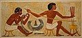 Нанизывание и просверливание бусин. Факсимиле из гробницы Рехмира (TT 100), ок. 1504 –1425 годы до н.э.