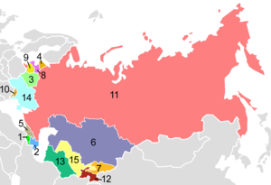 Mapa de las Repúblicas Soviéticas