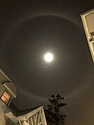 Moon with 22° halo over New York City, USA on November 30, 2020, at 01:16:28 AM EST