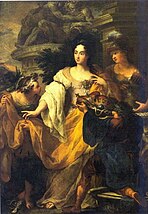Minerva, Merkur und Plutus huldigen der Kurfürstin Anna Maria Luisa de’ Medici, vermutlich von Antonio Bellucci