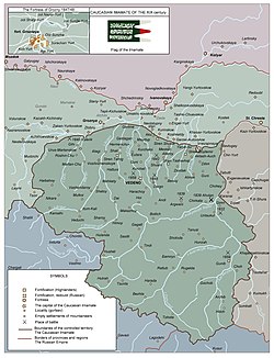 Map of the Caucasian Imamate in 1856