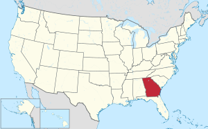 Zemljevid Združenih držav z označeno državo Georgija