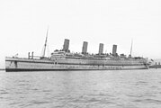 HMHS Aquitania seen in 1916 as a hospital ship during The Great War.