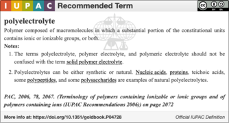 IUPAC definition for a polyelectrolyte in polymer chemistry.png