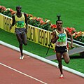 Image 31Ethiopian runner Kenenisa Bekele leading in a long-distance track event (from Track and field)