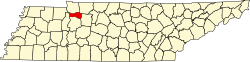 map of Tennessee highlighting Houston County