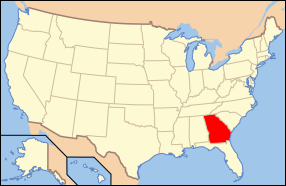 Peta Amerika Syarikat dengan nama Georgia ditonjolkan