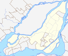 Mapa konturowa Montrealu, blisko centrum na prawo znajduje się punkt z opisem „Crémazie”