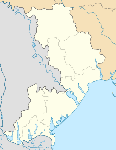 Mapa konturowa obwodu odeskiego, po prawej znajduje się punkt z opisem „Odessa”