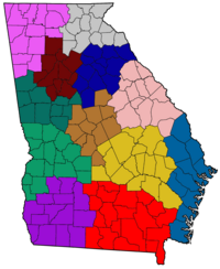 East Georgia highlighted in light pink