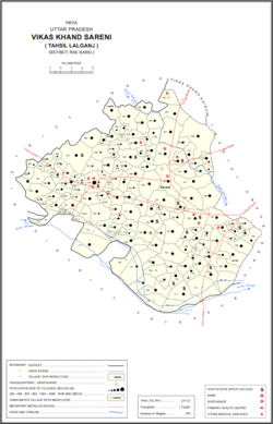 Map showing Hamirgaon (#732) in Sareni CD block