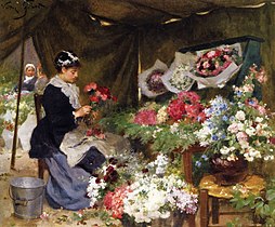 Venditore di fiori che fa un bouquet