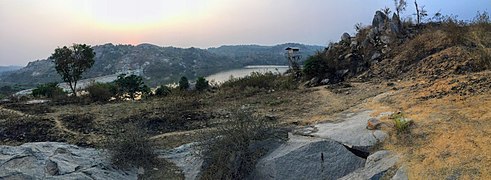 View of Manchanabele dam reservoir from the nearby hills