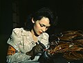 Thumbnail for File:World War II woman aircraft worker, Vega Aircraft Corporation, Burbank, California 1942.jpg