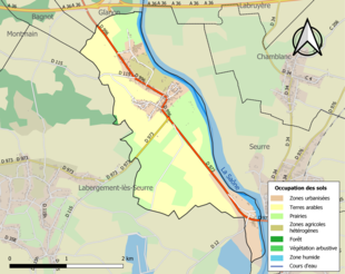 Carte en couleurs présentant l'occupation des sols.