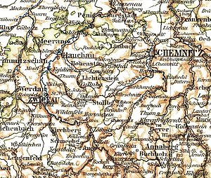 Lage der Amtshauptmannschaft Glauchau 1905