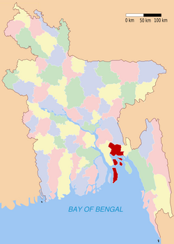 諾阿卡利縣於孟加拉位置圖