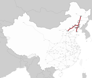 A Peking–Harbin nagysebességű vasútvonal útvonala