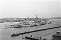 Az HMS Belfast könnyűcirkáló pályafutása végén, 1962-ben.