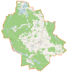 Mapa konturowa gminy Brusy, po lewej znajduje się punkt z opisem „Asmus”