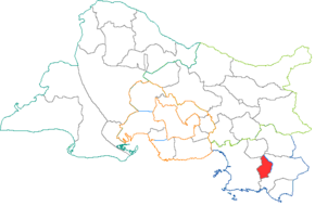 Kanton Aubagne-Ouest na mapě departementu Bouches-du-Rhône