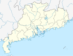 Mapa konturowa Guangdongu, w centrum znajduje się punkt z opisem „CAN”
