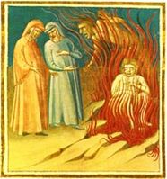 Bartolomeo di Fruosino, Dante e Virgilio con Guido da Montefeltro tra i Falsi consiglieri