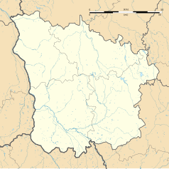 Mapa konturowa Nord, na dole znajduje się punkt z opisem „Saint-Parize-en-Viry”