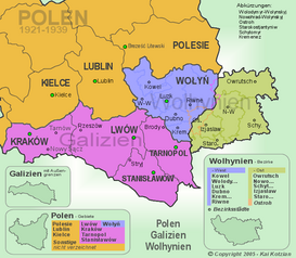 Galitzia en relación con Volinia (este y oeste) entre las dos guerras mundiales