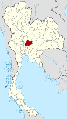 Peta Thailand dengan Provinsi Lop Buri diberi warna merah