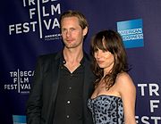 Lewis with Alexander Skarsgård at Tribeca Film Festival (2 May 2010)