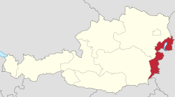 オーストリア国内におけるブルゲンラント州の位置