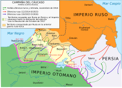 El avance máximo de las tropas rusas en Transcaucasia, 1916