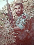 Lebanese Forces militiaman behind a rock posing with an MPIKMS 72.jpg
