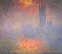 Клод Моне Лондон, Парламентот. Грст сонце во маглата (1904).